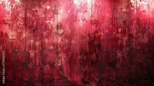  Red Paint on Wood Panel Wall with Black Cat