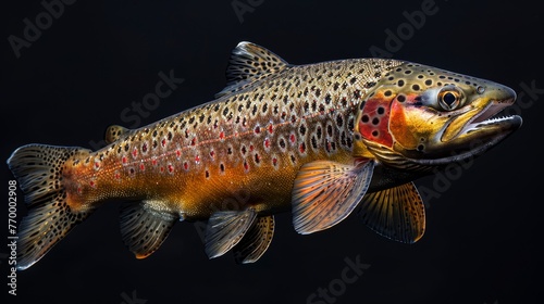   A large brown fish with two spots on its chest - one red and the other yellow photo