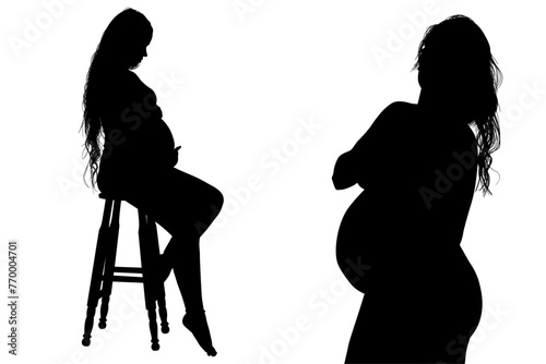 silueta, embarazada, prenatal, amor, gestacion, silueta, vector, embarazo, mujer, familia, ilustracion