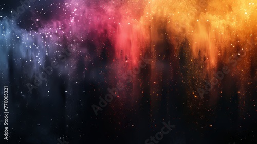 The banner is wide and has an abstract background with a red orange yellow pink black grainy gradient, a vibrant color flow effect, and a noise texture effect.