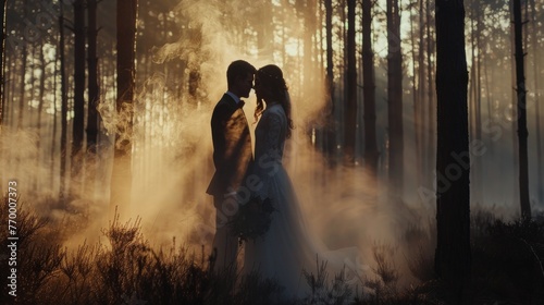Man and Woman Standing in Field