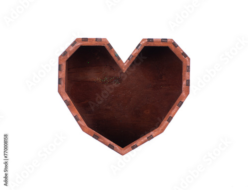 wooden box heart shape isolated on white background © serikbaib