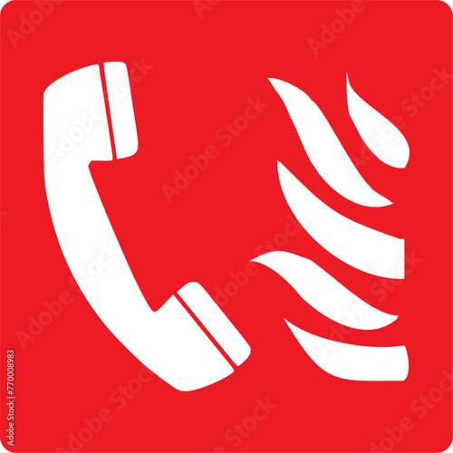 Emergency call, emergency phone, telephone, Fire brigade phone, fire safety sign