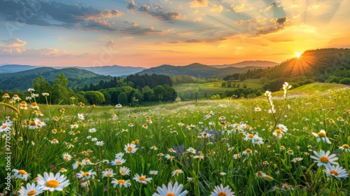 Field of Flowers at Sunset