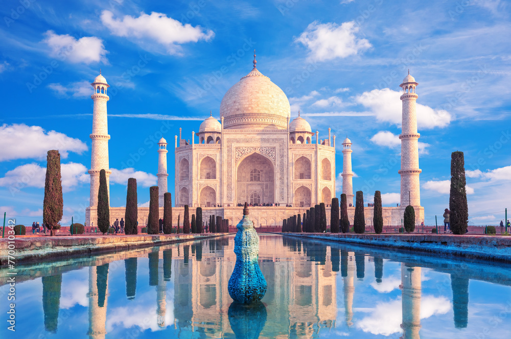 Taj Mahal, a UNESCO World Heritage Site, cloudy day, Agra, India