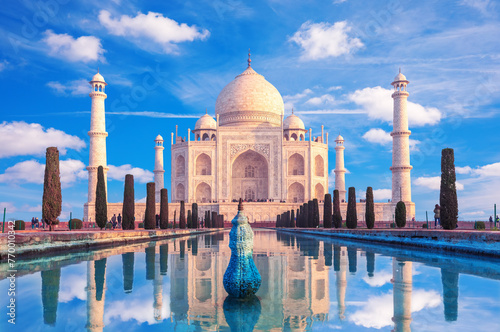 Taj Mahal, a UNESCO World Heritage Site, cloudy day, Agra, India