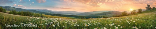 Grass Field With Mountains