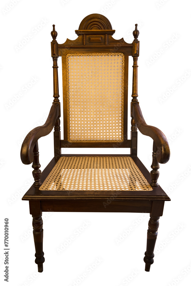 Retro wooden chair in brown color.Close-up. Retro wooden chair in brown color.Close-up.