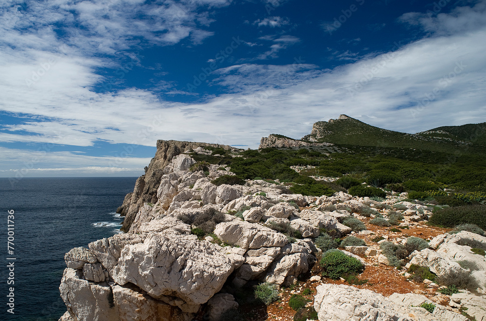 A view on Capo Caccia cliff and Punta Cristallo, Sardinia, Italy