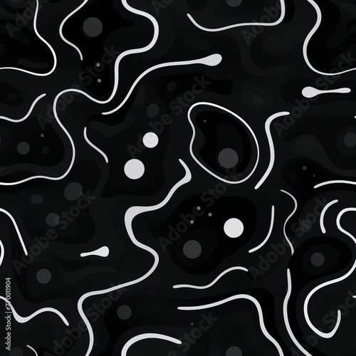 Abstract Futuristic Glowing Black And White Sperm Cells On The Dark Background. 3D Rendering Illustration For Science And Medical Use And For Website Or App Backgrounds Or As A Futuristic Wallpaper. S