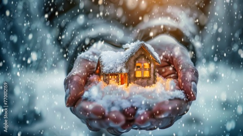 Person Holding Small House in Hands