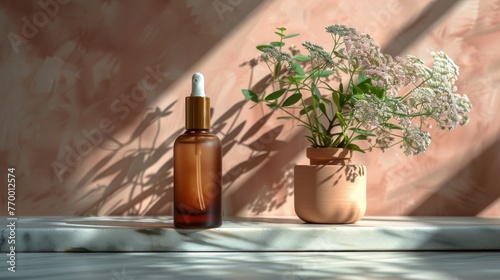 Essential Oil Bottle by Flower Vase
