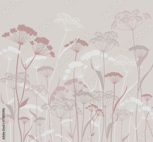 Dry flower banner, modern template in blush pastel color. Beige floral decoration in vector . Watercolor Bouquet invitation plant and leaves
