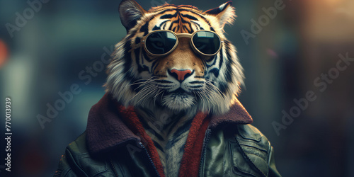 Fashion-Forward Feline: The Urban Tigers Chic Style in Sunglasses Banner