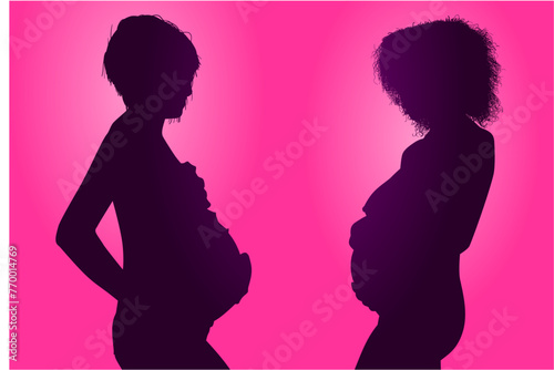 silueta, embarazada, prenatal, amor, gestacion, silueta, vector, embarazo, mujer, familia, ilustracion