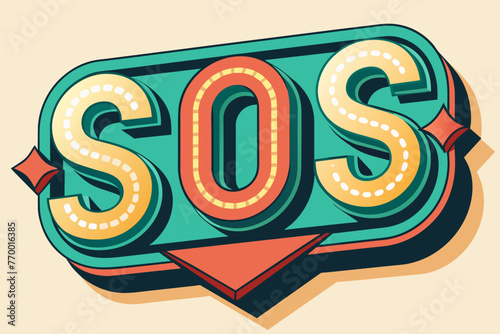 Vector SOS lettering on white background. SOS distress signal. Vector illustration. sos text design, simple design, bright colors