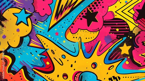 Comics illustration retro and pop art pattern  abstract crazy background.