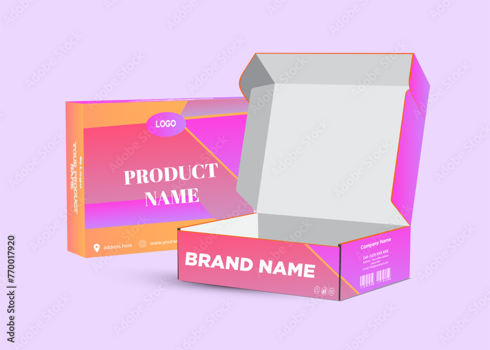 Product Box and label design with mockup template design. Stock Vector ...