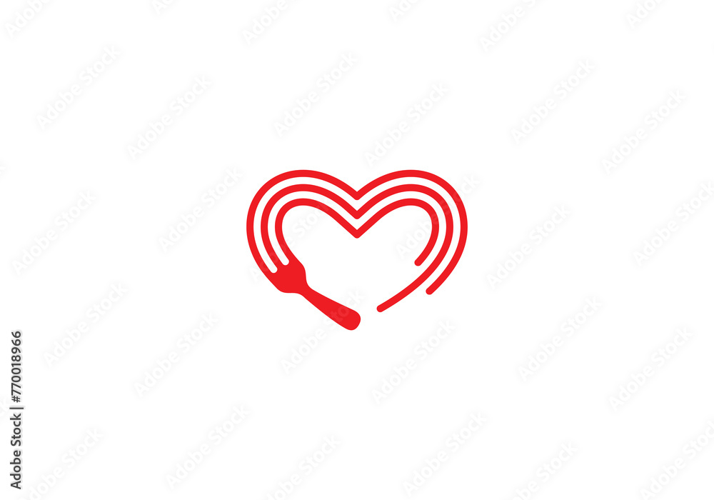 fork and love logo design. icon symbol for health restaurant food diet and etc. fork and love logo design. icon symbol for health restaurant food diet and etc.