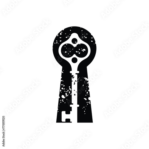 Secret Key hole skeleton logo design