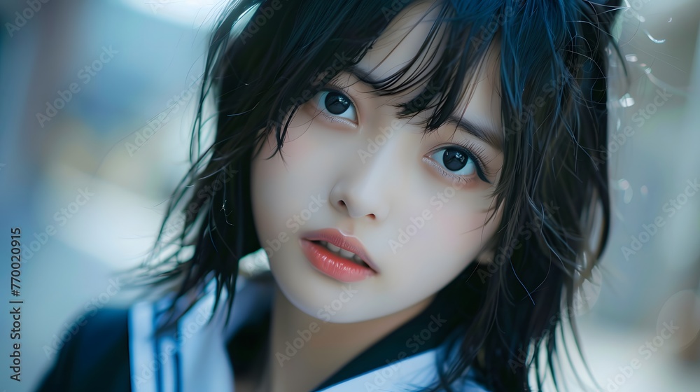 見つめる女子高生 見つめる女子高生
