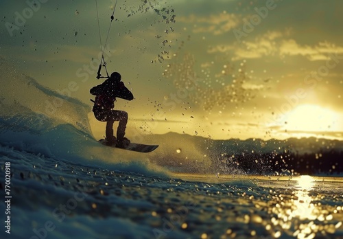 Cinematic wakeboarding. photo
