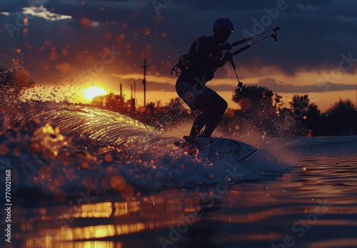 Cinematic wakeboarding. photo