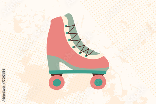 Roller skates retro style illustration. Nostalgia concept. Vector illustration in flat style.	