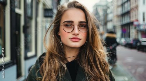 Woman in Sunglasses and Scarf on City Street