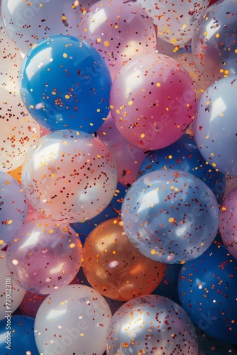 Colorful Balloons Covered in Confetti