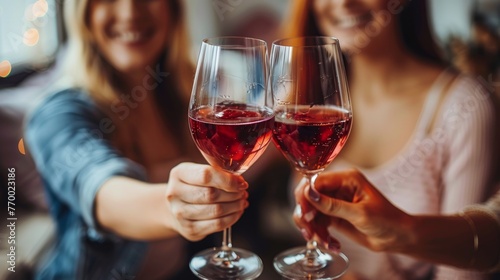 People Holding Up Wine Glasses