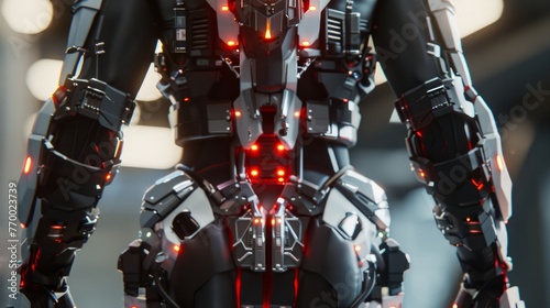 A futuristic exoskeleton suit for enhanced physical abilities