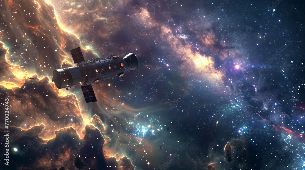 Obraz premium A space telescope pointed towards distant galaxies