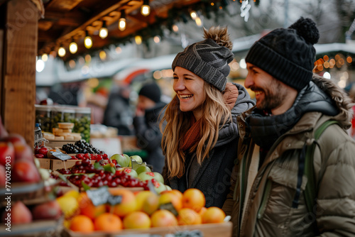 Man and Woman at Fruit Stand