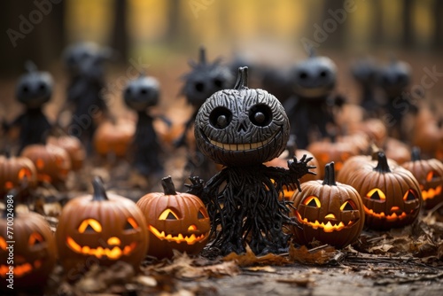 Ghost with pumpkins halloween concept Generative AI © Saim Art