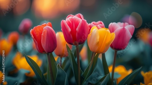 Colorful Flower Bouquet in Glass Vase