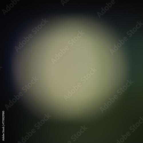 Abstract blurry background, round light spot and dark green.