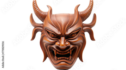 A mysterious mask with horns resembling a demons head, exuding an aura of deceit and malevolence
