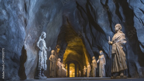 Statues of Adam and Eve in one of the corridors of Cacica Salt Mine