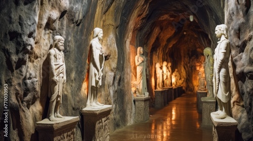 Wallpaper Mural Statues of Adam and Eve in one of the corridors of Cacica Salt Mine Torontodigital.ca