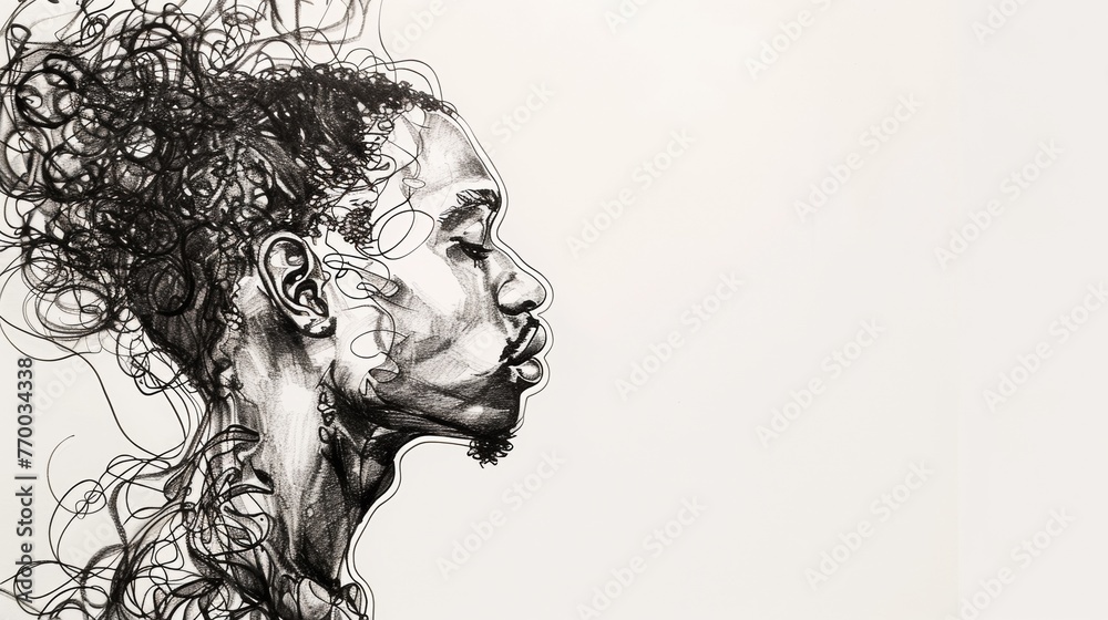 Fototapeta premium Commercial photography, beautiful contour framing for poetry with themes of African American black men, all-white background