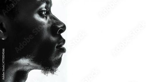 Commercial photography, beautiful contour framing for poetry with themes of African American black men, all-white background