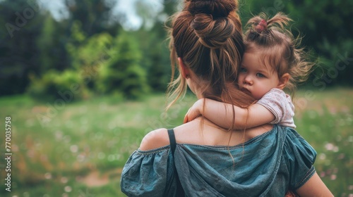 Woman Holding Little Girl in Arms