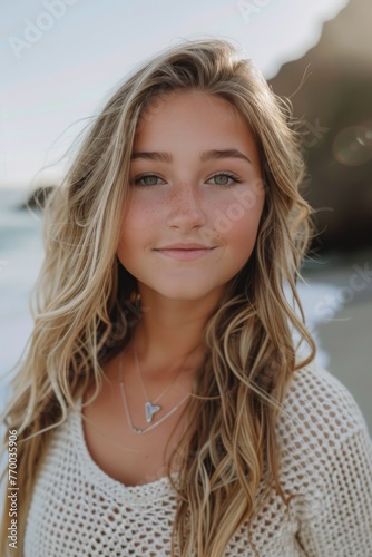 Woman Walking Beach With Surfboard