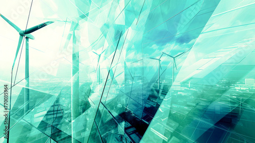 Technology, urban power grid, wind energy, electrical energy, abstract conceptual graphics,