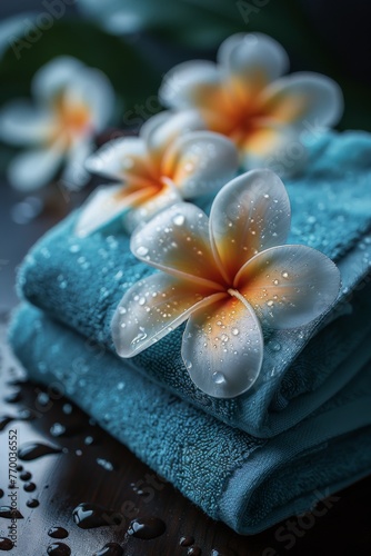 Stack of White Towels on Wooden Table