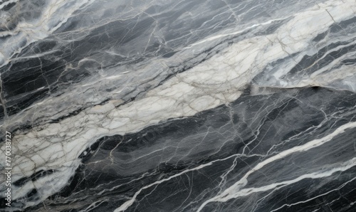 A close up of a black and white marble slab. Generative AI.