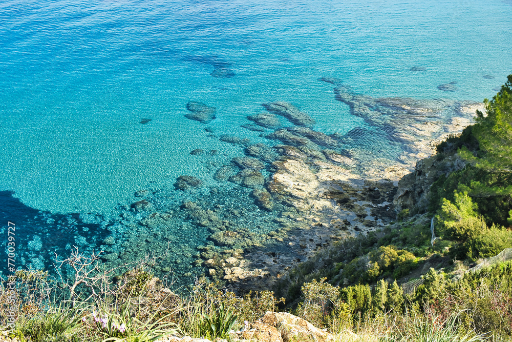 Crystal clear water of the Mediterranean at the coast at the Bath of Aphrodite, Akamas Peninsula, Paphos district, Cyprus
Crystal clear water of the Mediterranean at the coast at the Bath of Aphrodite, Akamas Peninsula, Paphos district, Cyprus