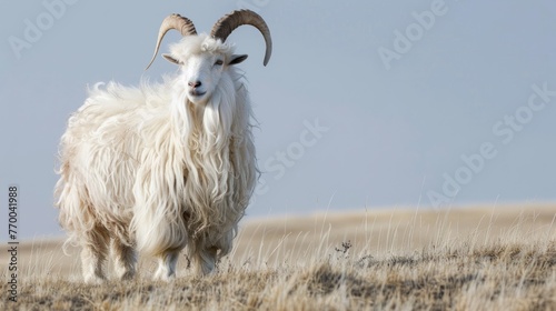 Majestic White Goat on Open Field