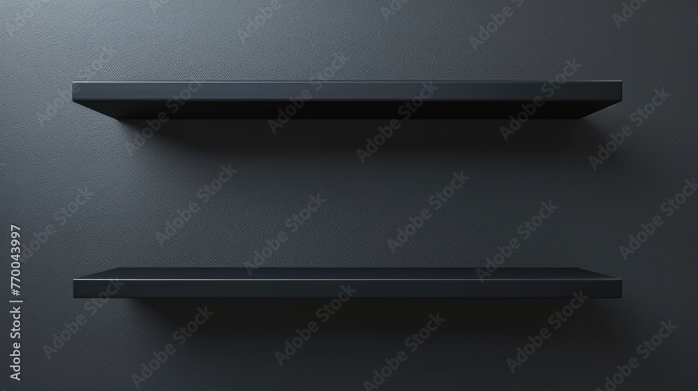 Black Shelf on Wall - Clean and Contemporary 3D Render of Empty Bookshelf for Business and Home